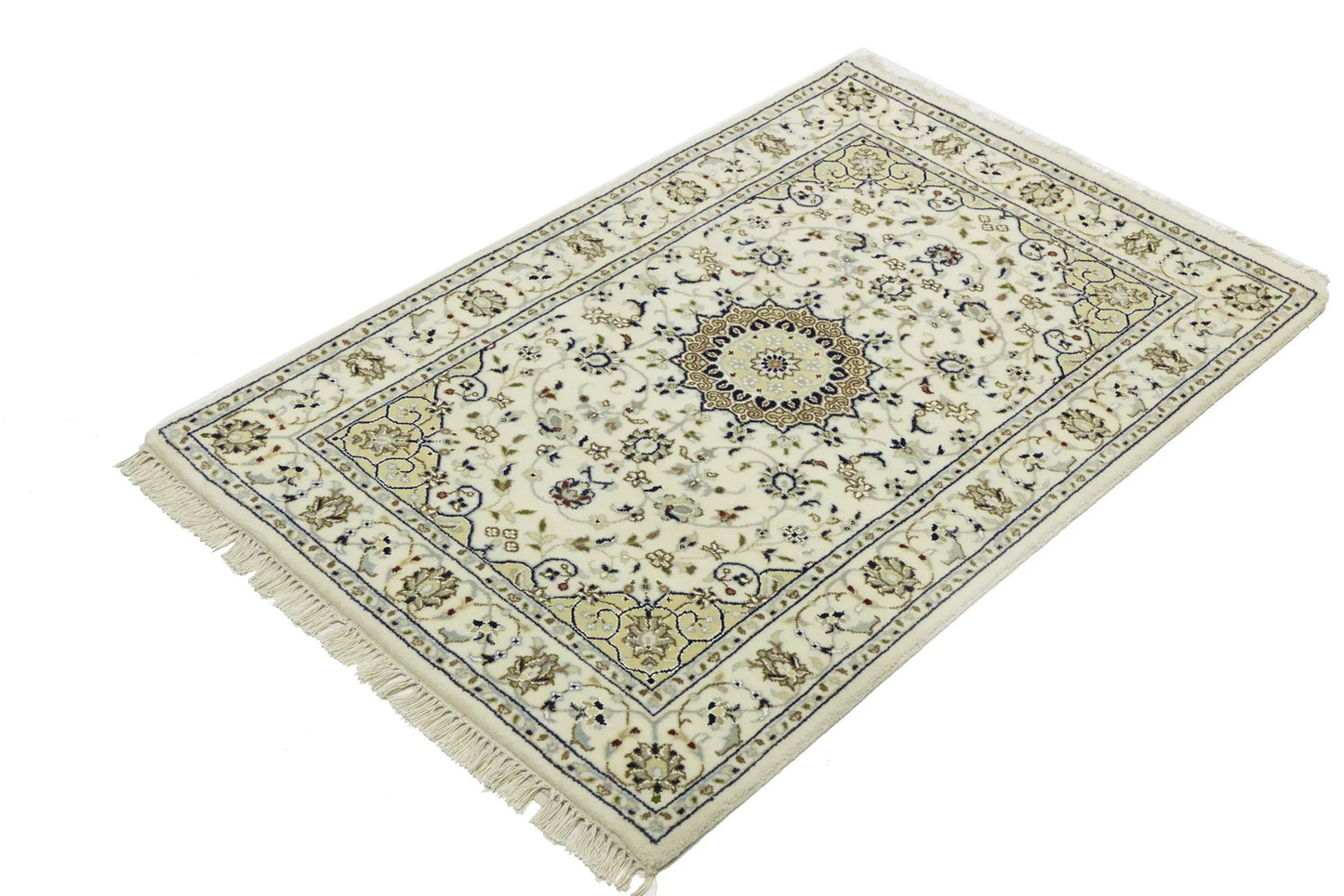 Indo-Nain Hand-Knotted Wool Oriental Rug Classic
