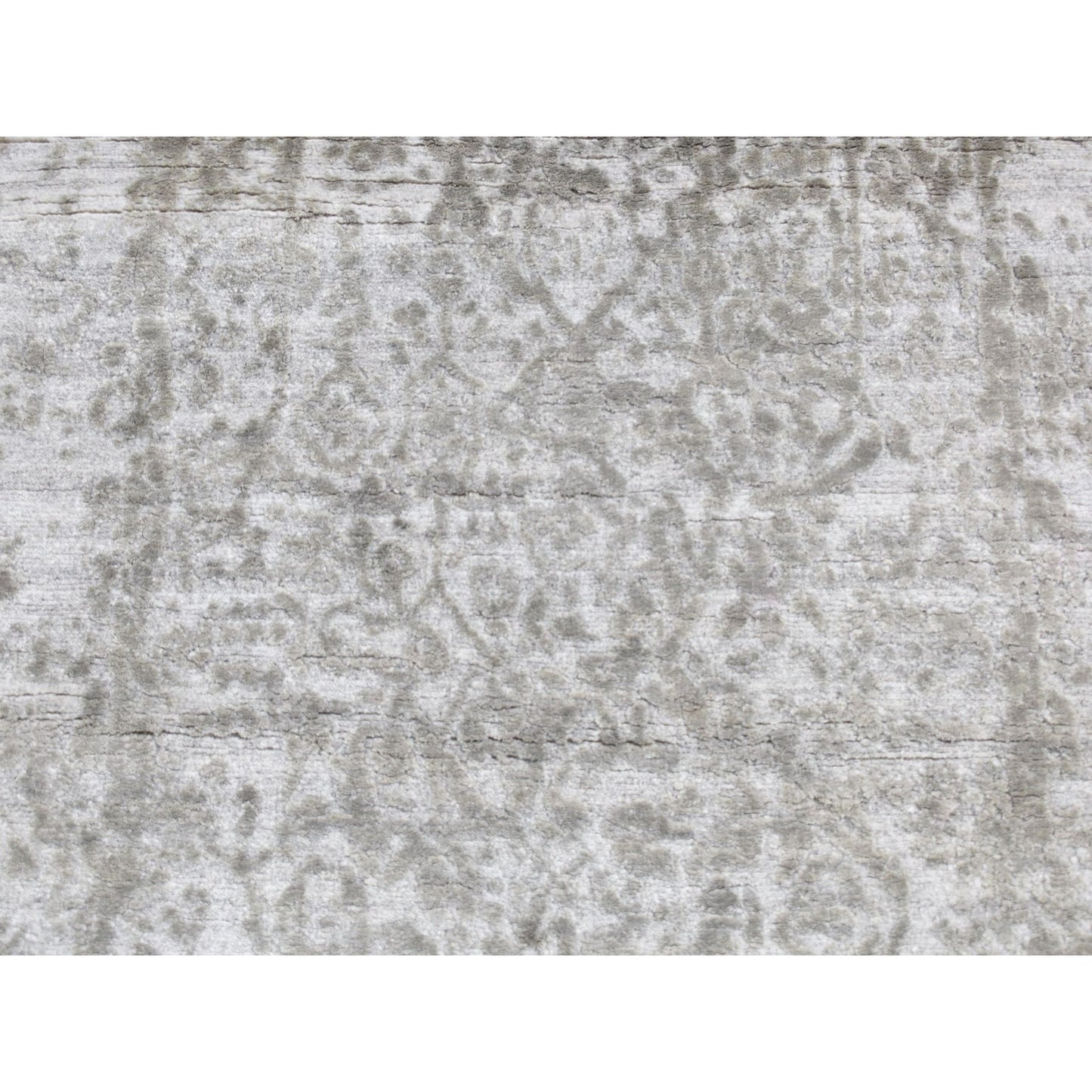 2'7"X6' Gray Hand Knotted Wool And Silk Zoroastrian Design Runner Rug