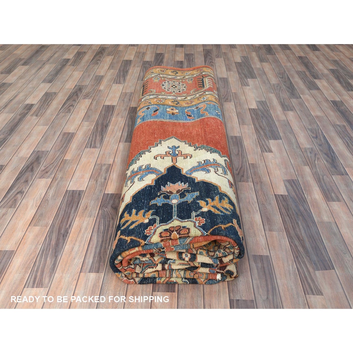 12'X14'7" Imperial Red Afghan Peshawar Heris Wool Hand Knotted Rug