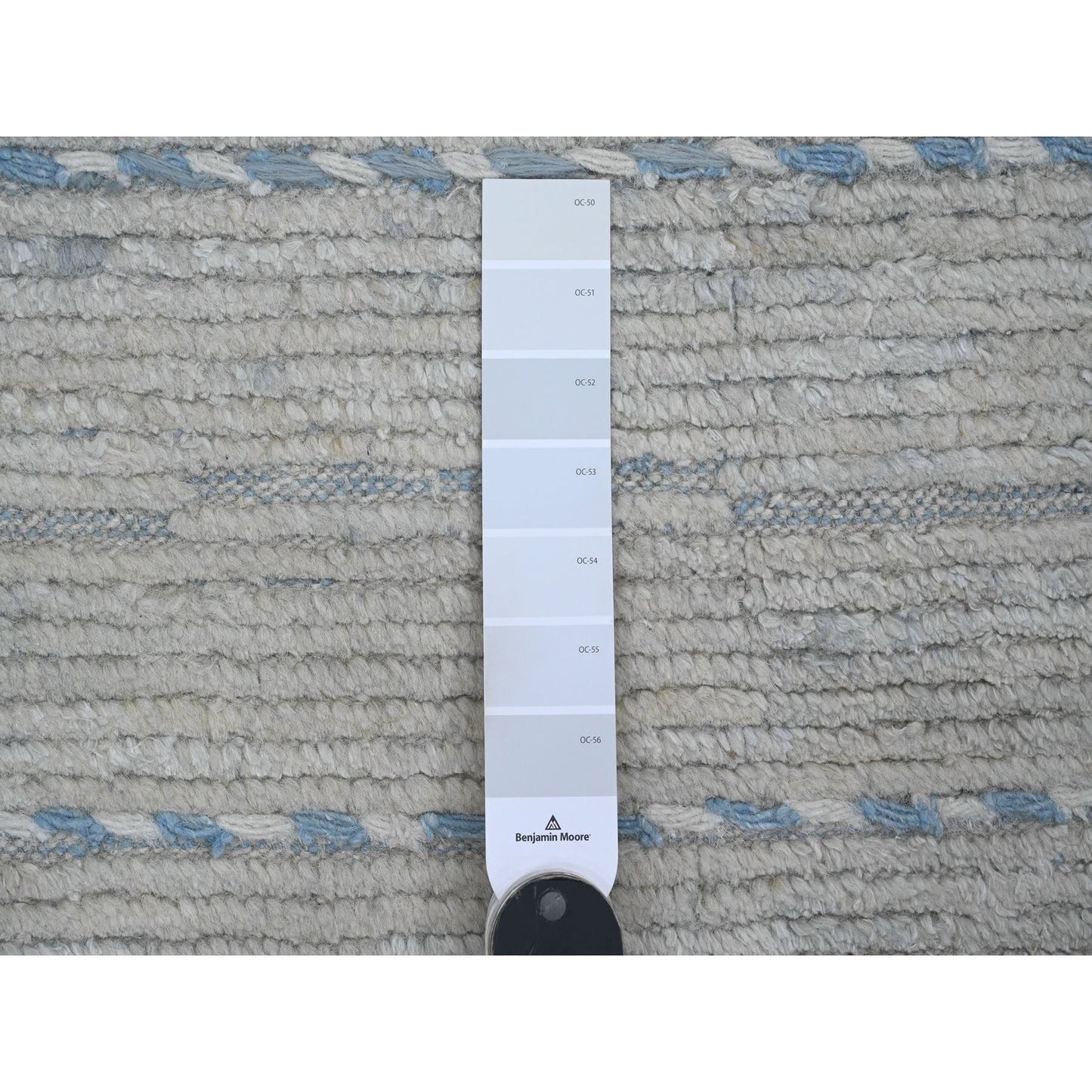 10'2"X14'7" Gray Moroccan Weave Minimalist Design Hand Knotted Wool Rug