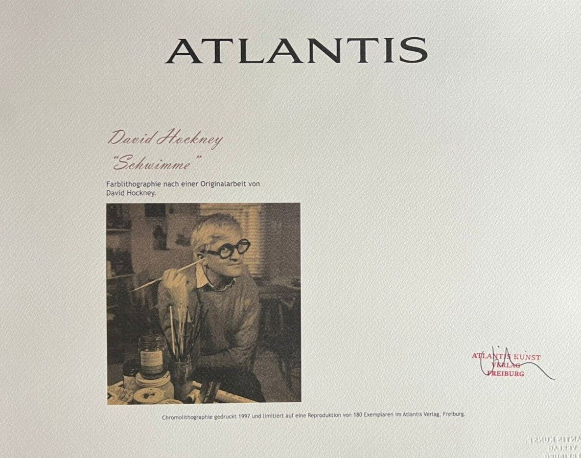 David Hockney "Swimming" Lithograph Coa Signed