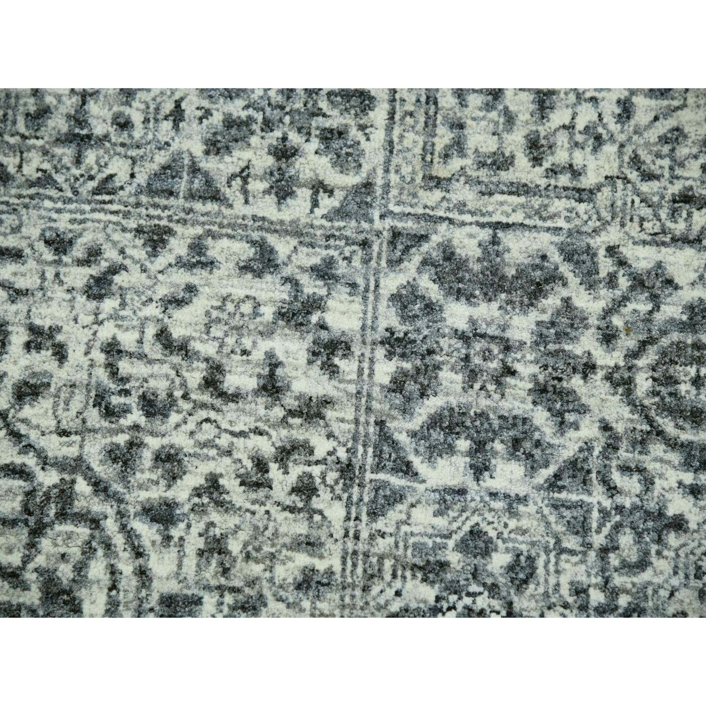 10'X10' Duck White Hand Knotted Undyed Mamluk Dynasty Wool Square Rug