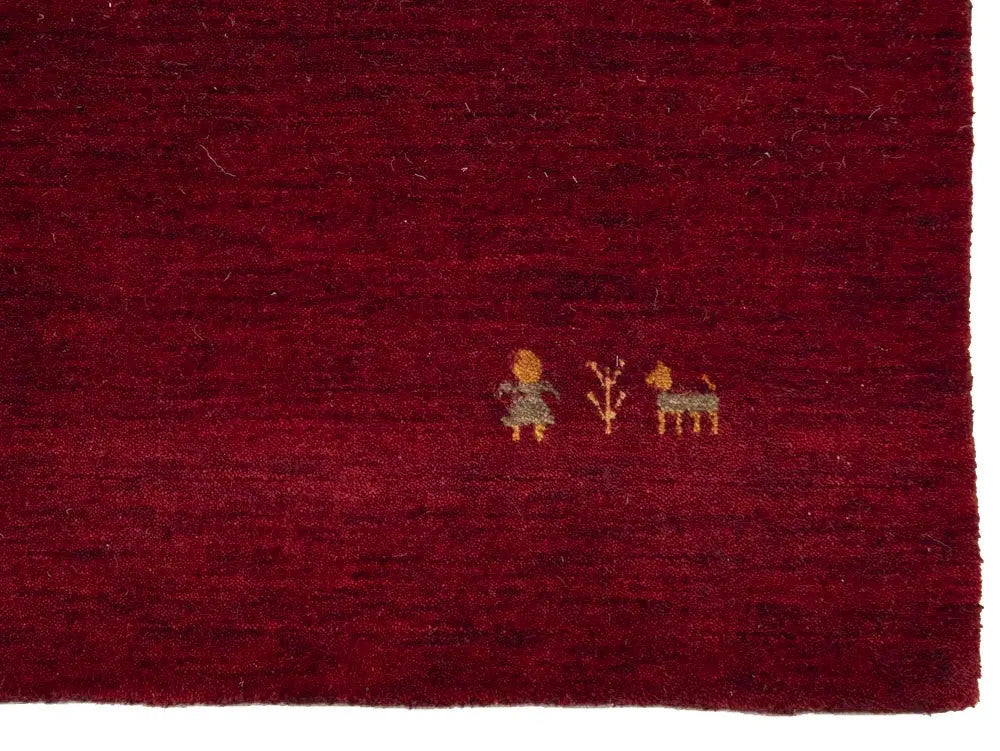 Maroon Red Gabbeh Modern Rug Pictorial Wool Home