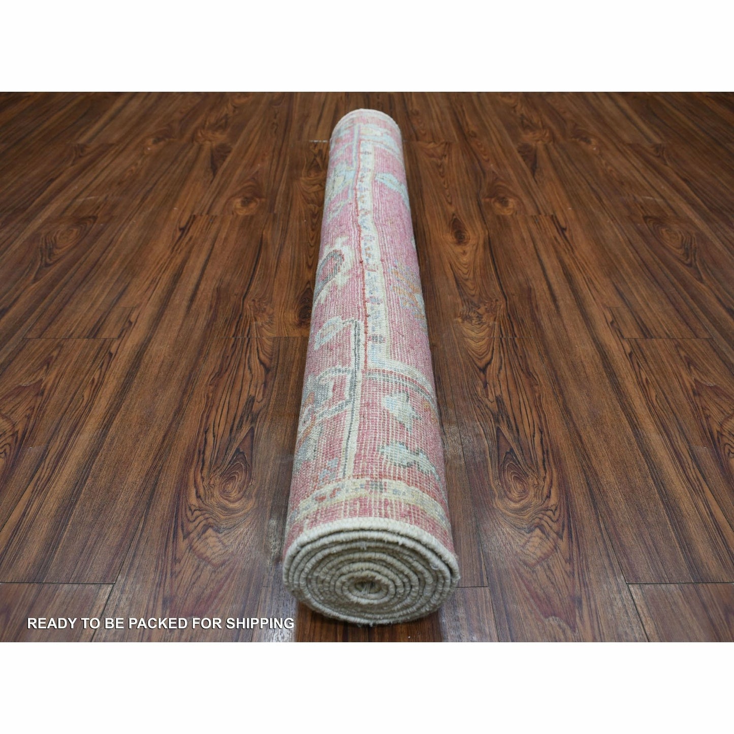 4'X11'10" Red Hand Knotted Afghan Angora Oushak Wool Oriental Rug