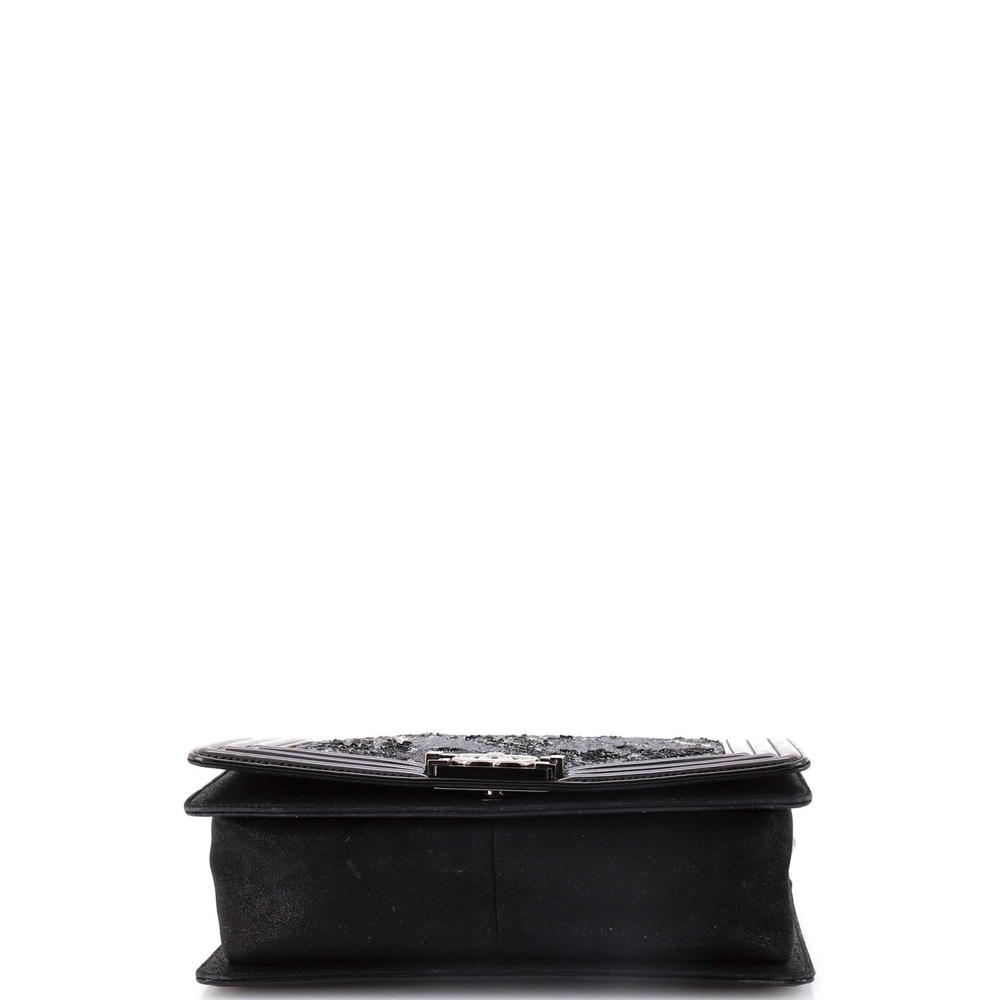 Chanel Boy Flap Bag Sequin With Patent Old Medium