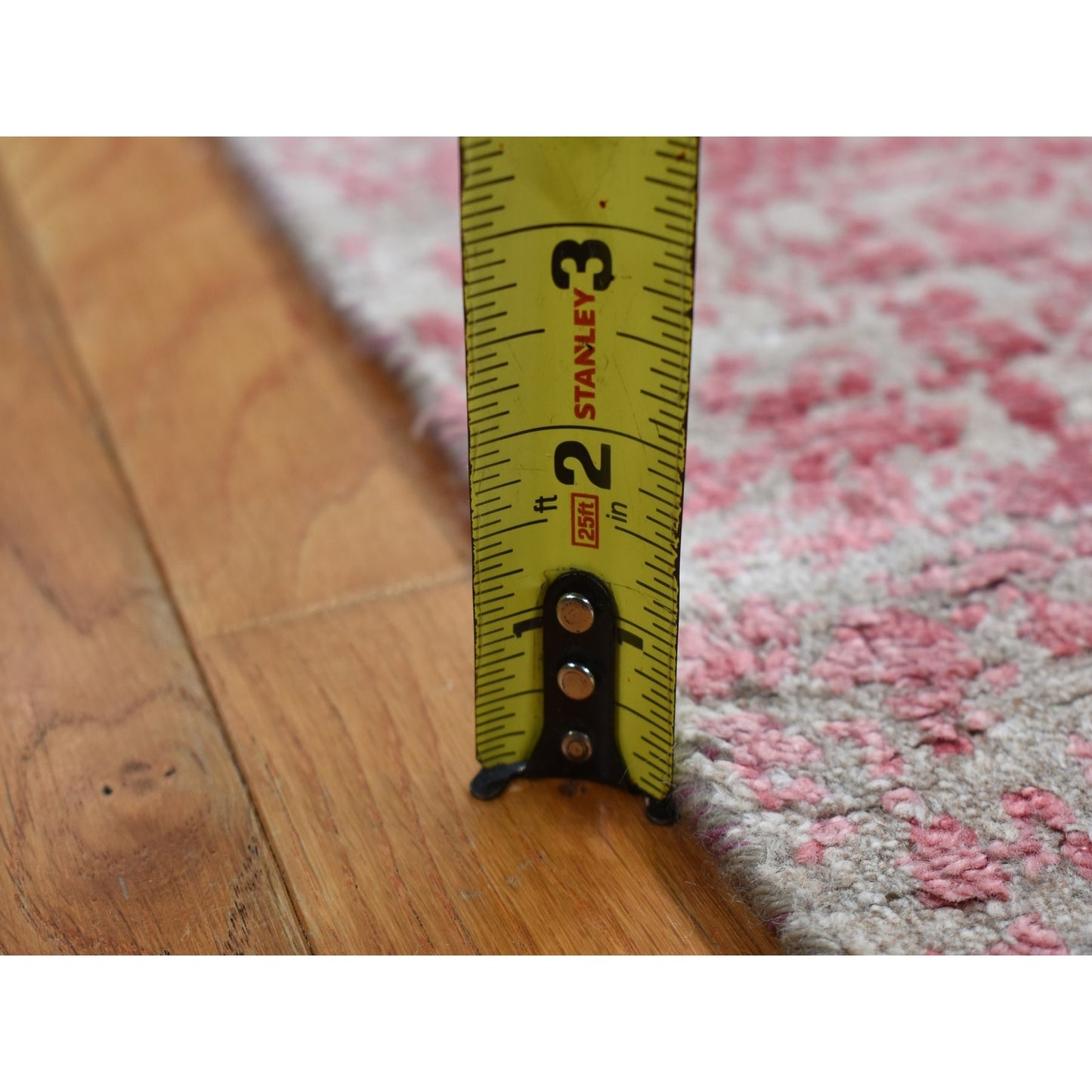 2'5"X15'7" Pink Zoroastrian Design Wool,Pure Silk Hand Knotted Runner Rug