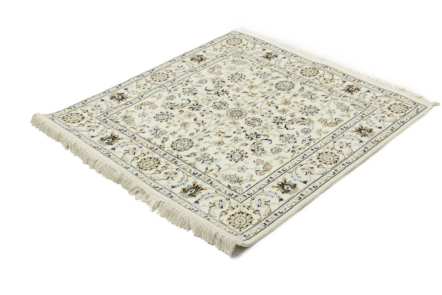 Hand-Knotted Cream Floral Classic Indo-Nain