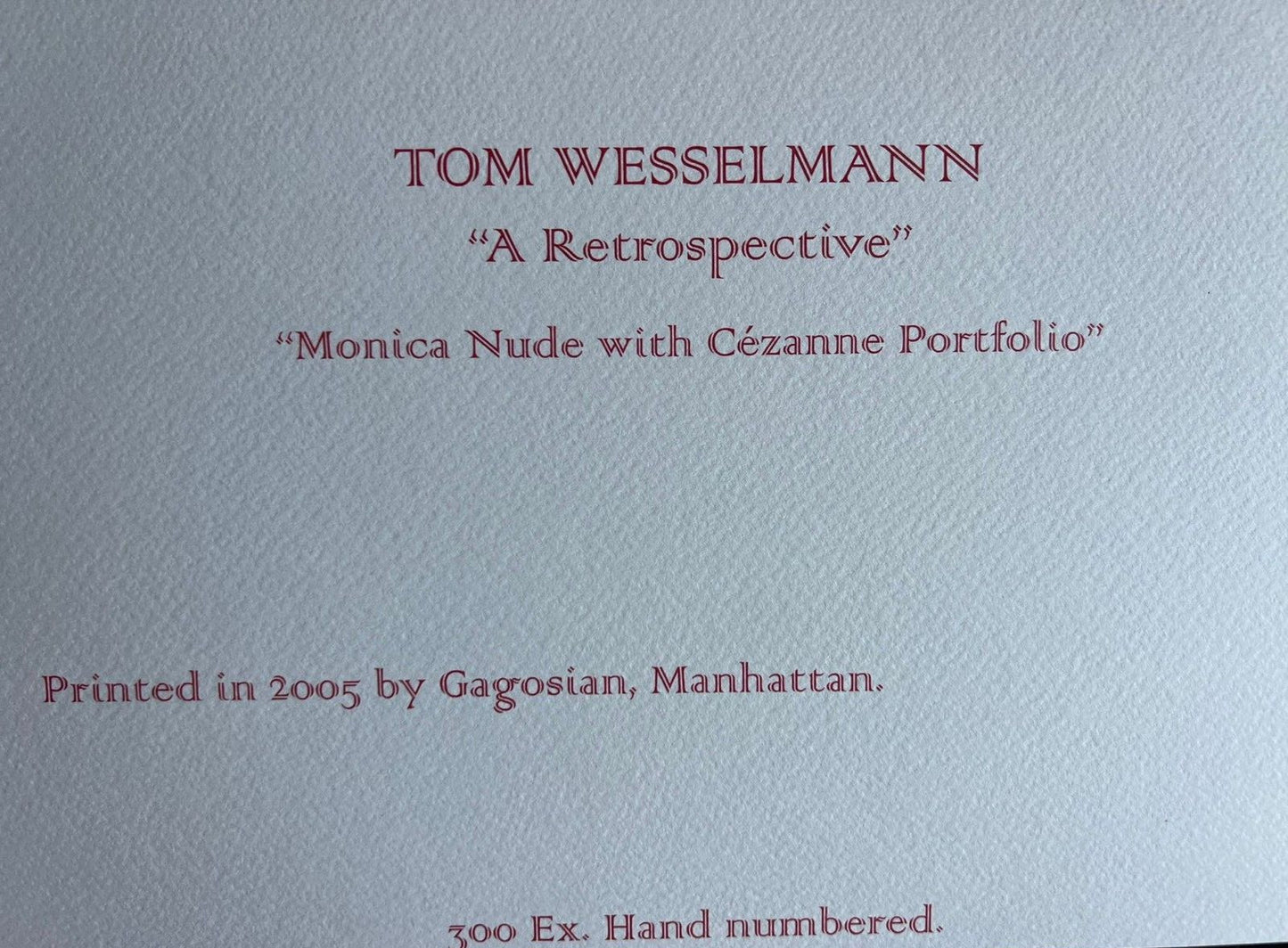 Tom Wesselmann Lithograph - Coa Signed Op Numbered By Hand