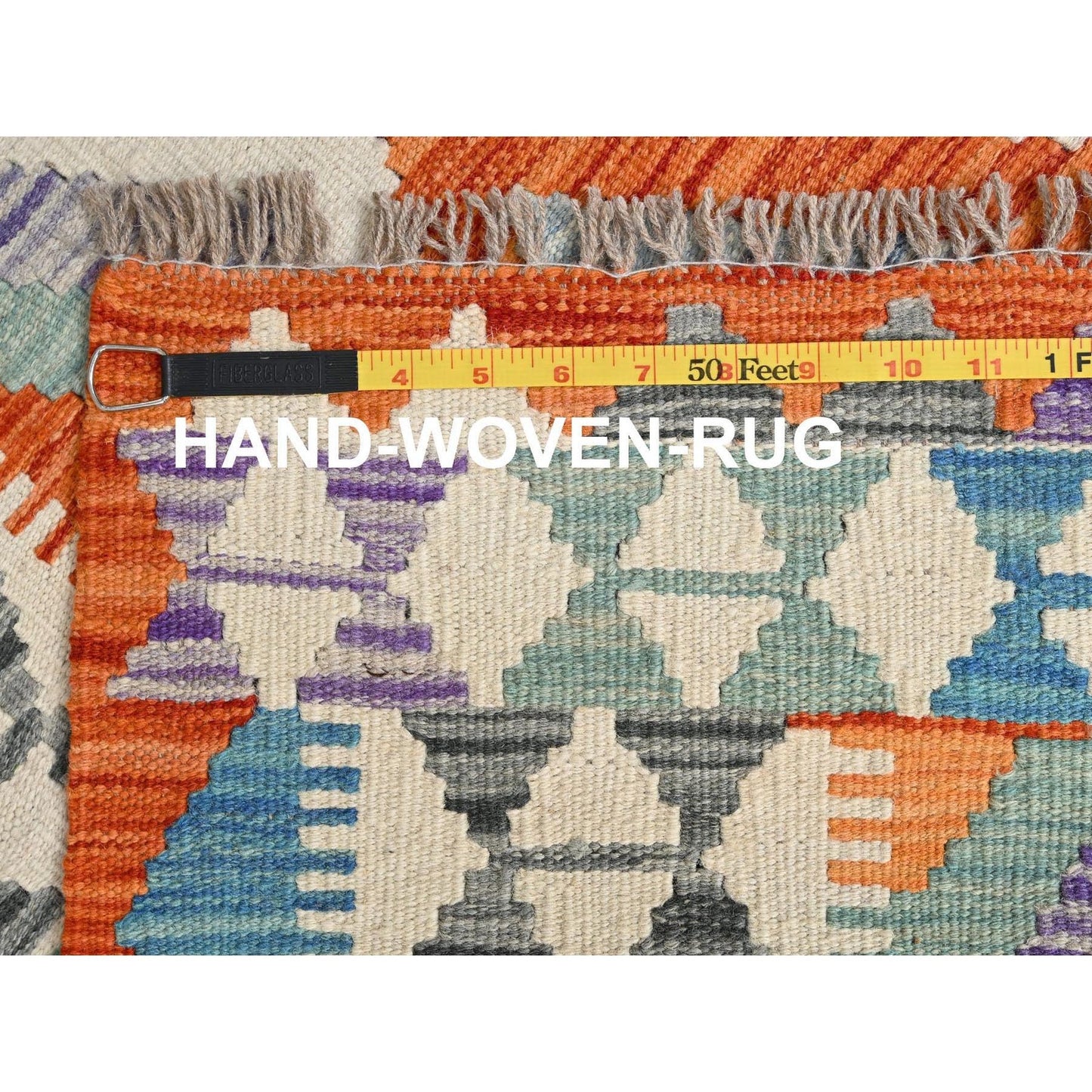 2'10"X8'4" Colorful Afghan Kilim 100% Wool Rug Flat Weave Hand Woven Runner