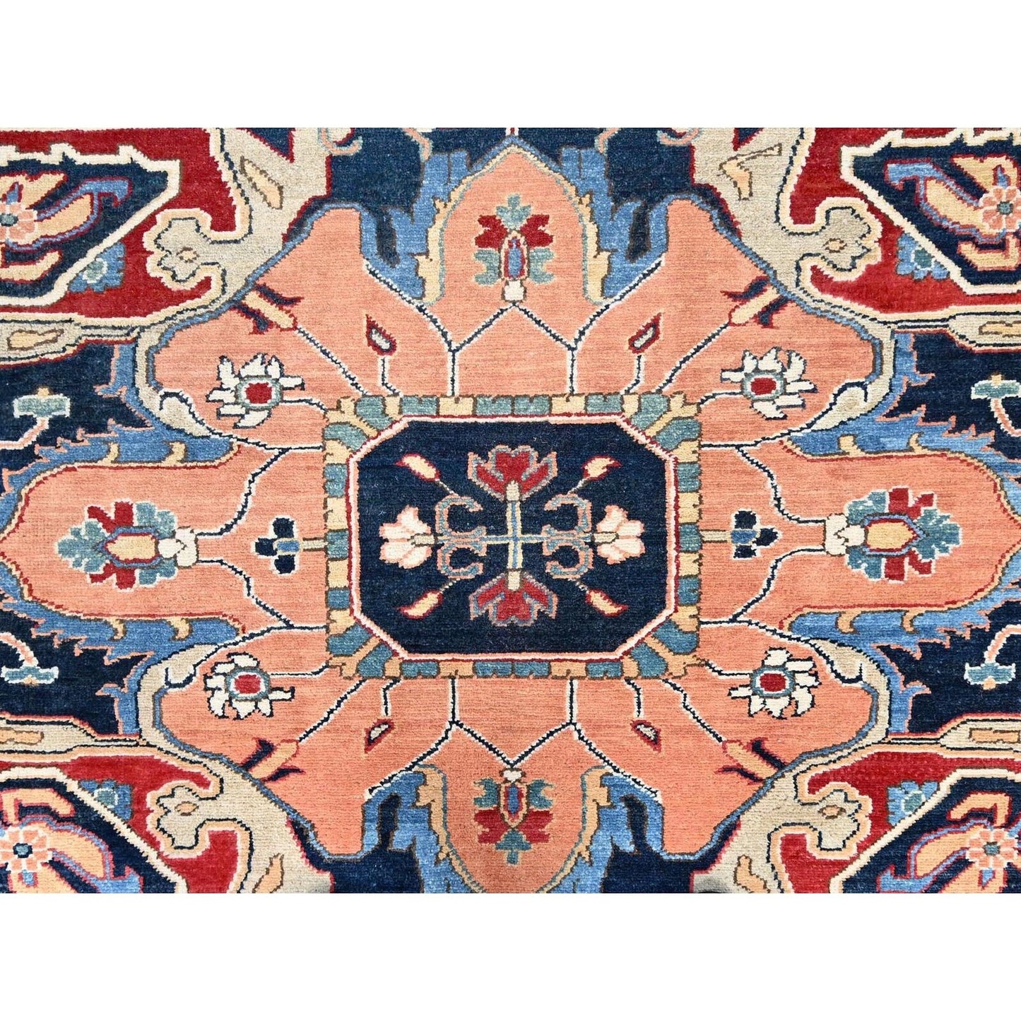 12'X17'2" Venetian Red Hand Knotted Wool Seeripe And Heris Oversized Rug