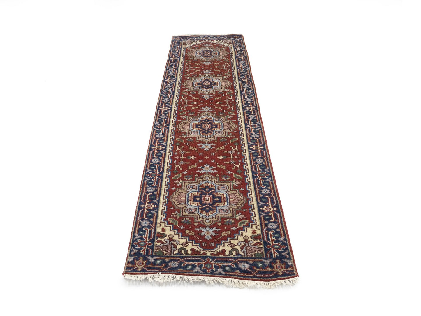 Handmade Wool Serapi Floral Oriental Runner Boho