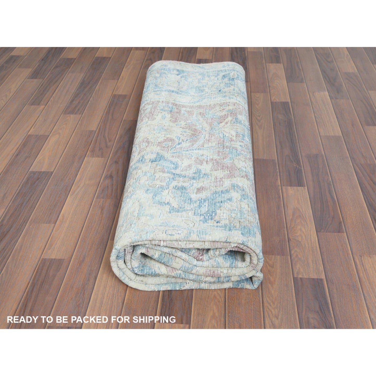 8'1"X12' Red Distressed Vintage Farsian Karman Wool Hand Knotted Rug