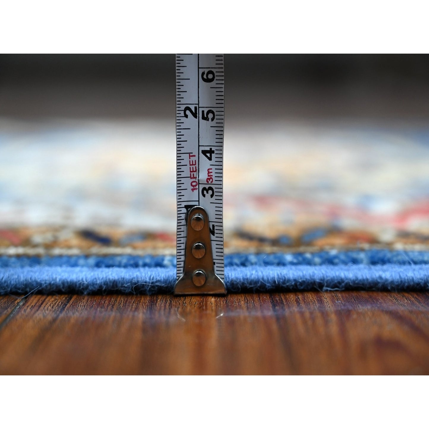 2'5"X11'8" Blue Hand Knotted Afghan Ersari Elephant Feet Wool Runner Rug