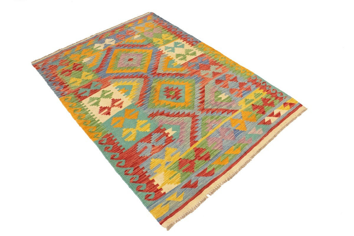 Multicolor Kilim Rug Geometric Design Office
