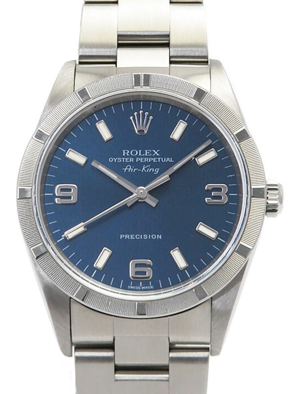Rolex Air King 14010M Blue Case Size 34Mm Men'S Used Watch #7147