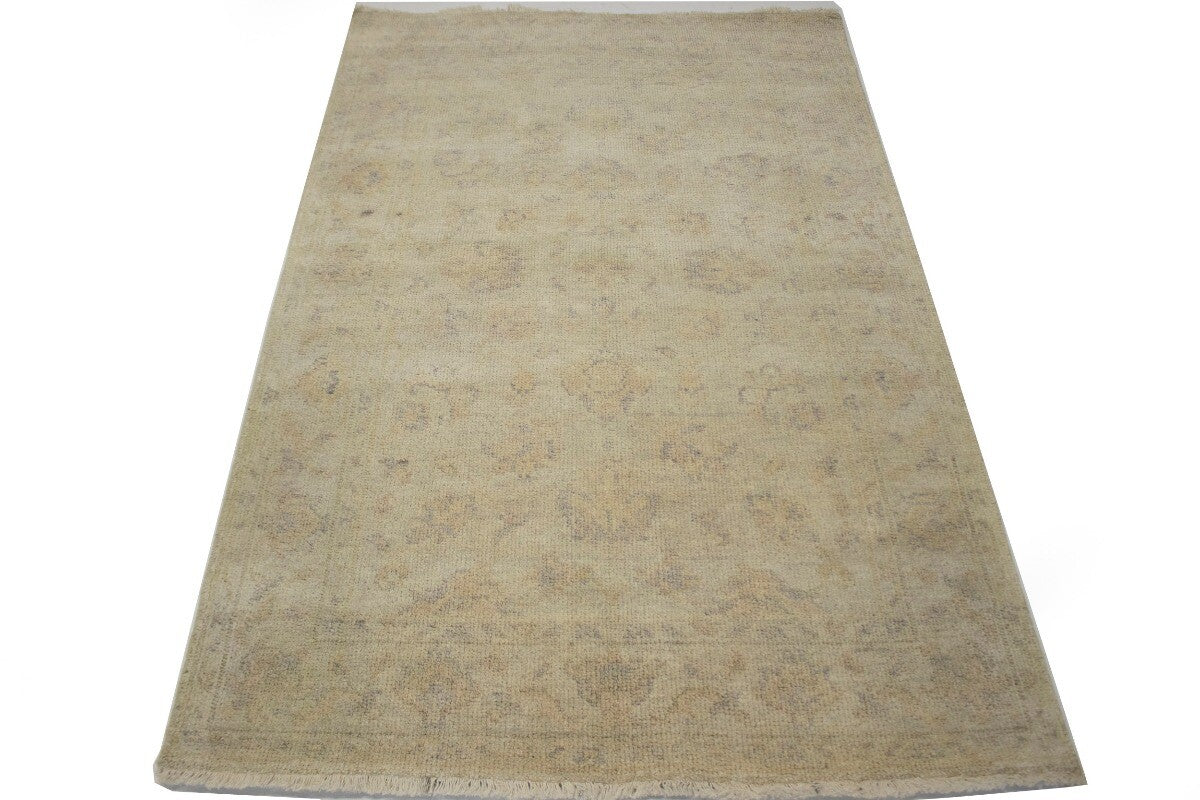Handmade Oushak Chobi Oriental Rug Muted Floral