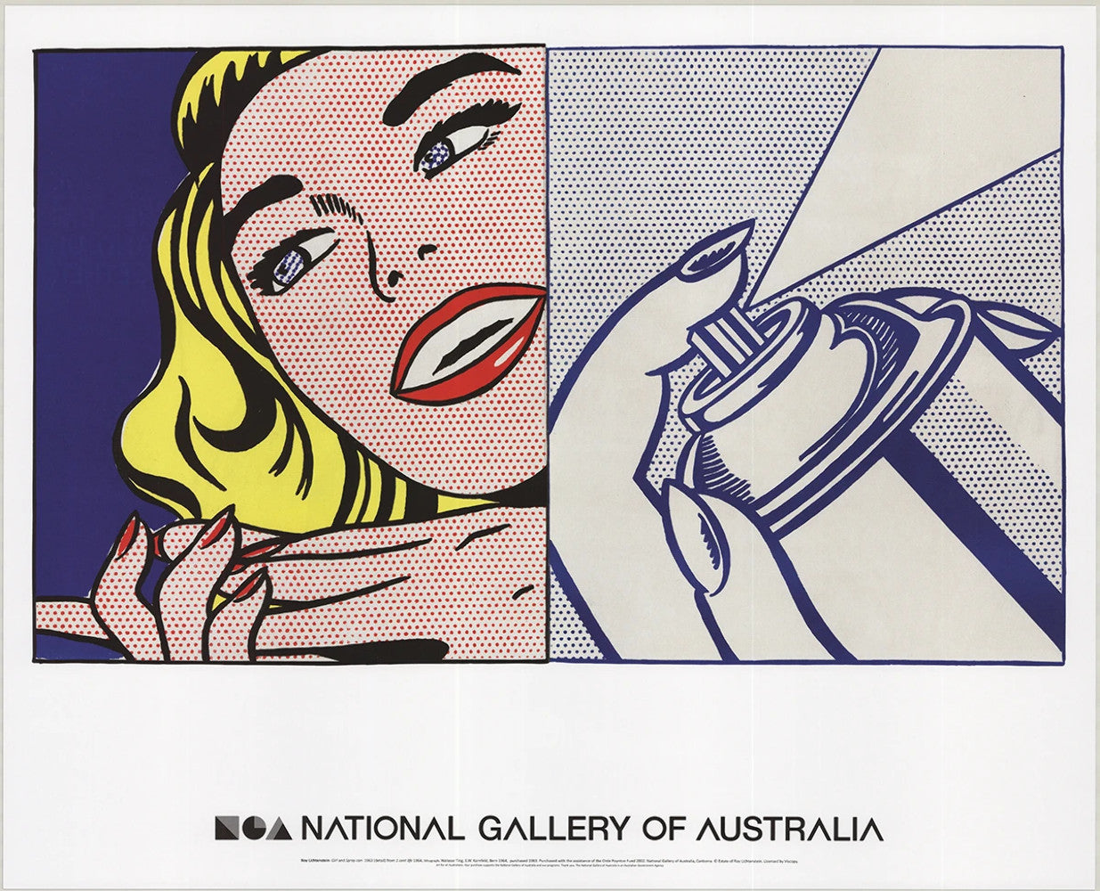 Roy Lichtenstein Girl And Spray Can " Poster Pop Art Multicolor