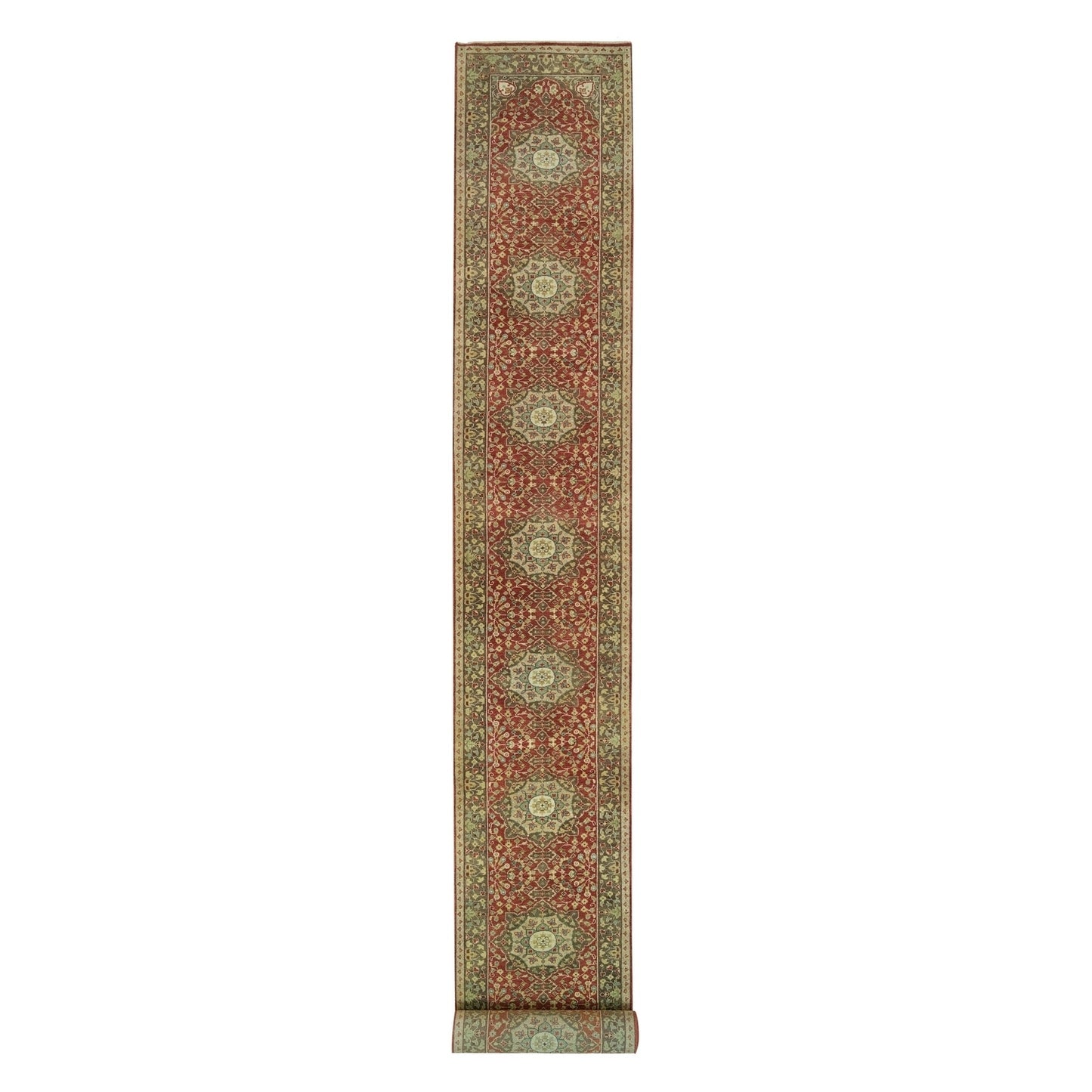 2'7"X22' Cherry Red Wool Haji Jalili Design Hand Knotted Xl Runner Rug