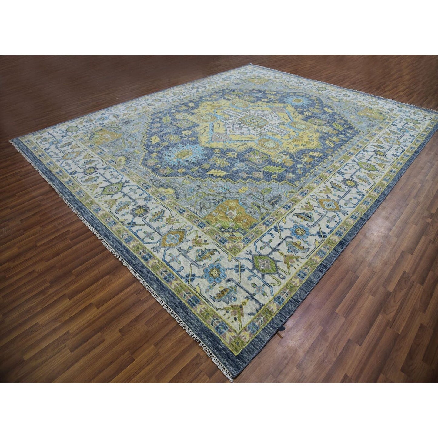 11'10"X14'9" Gray Oushak Weave 100% Wool Hand Knotted Oversized Rug
