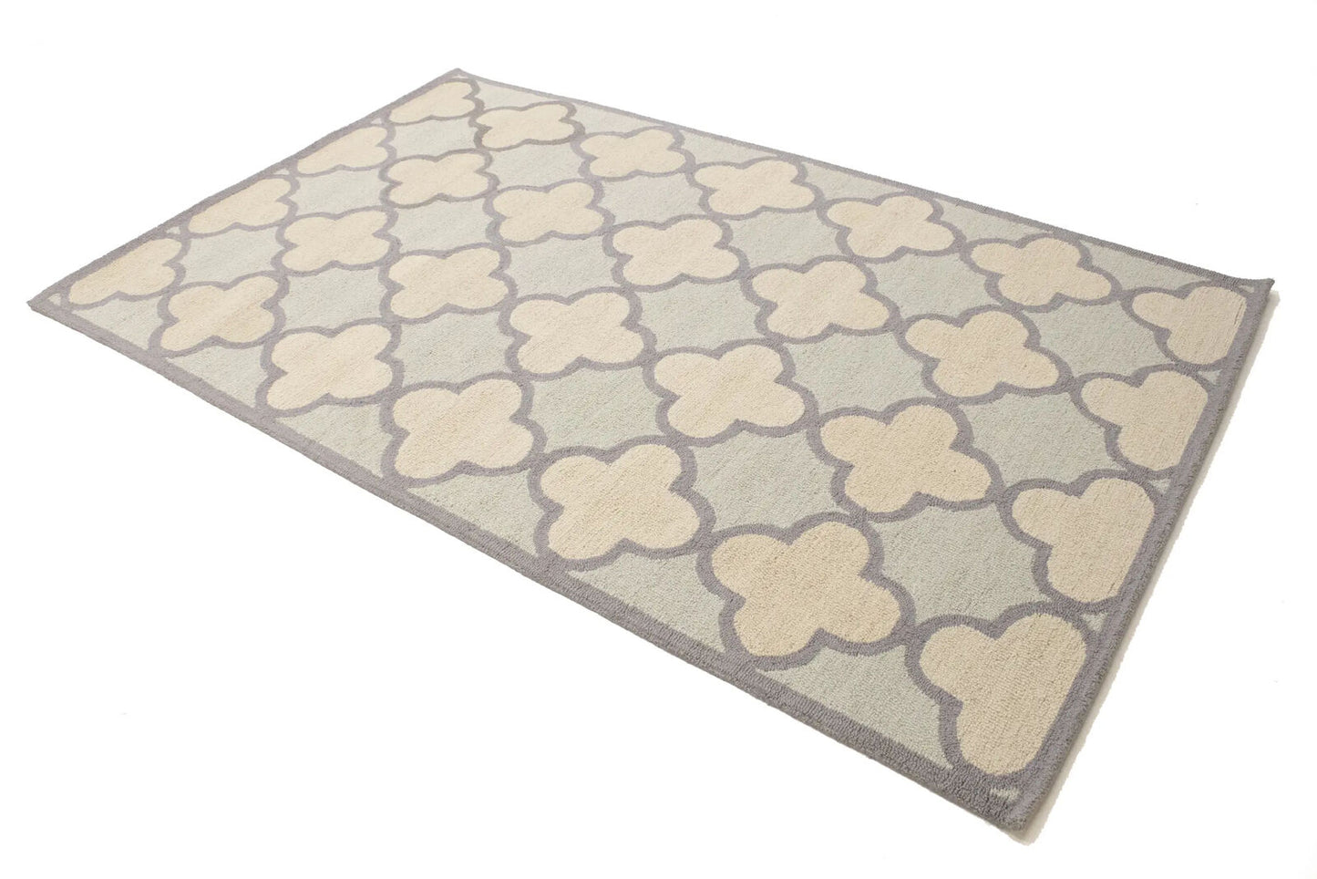 Cream & Mauve Trellis Design 5X8 Hand-Tufted