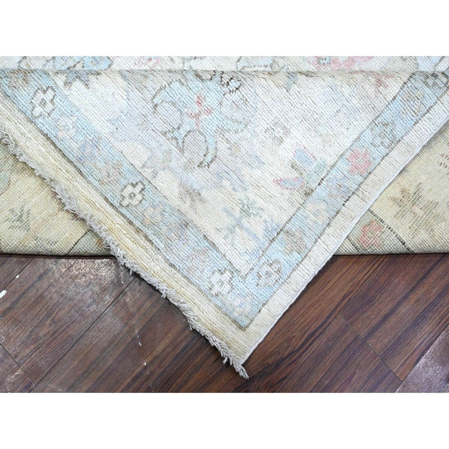 9'9"X13'10" Goose Gray Wool Weft Afghan Angora Oushak Oriental Rug