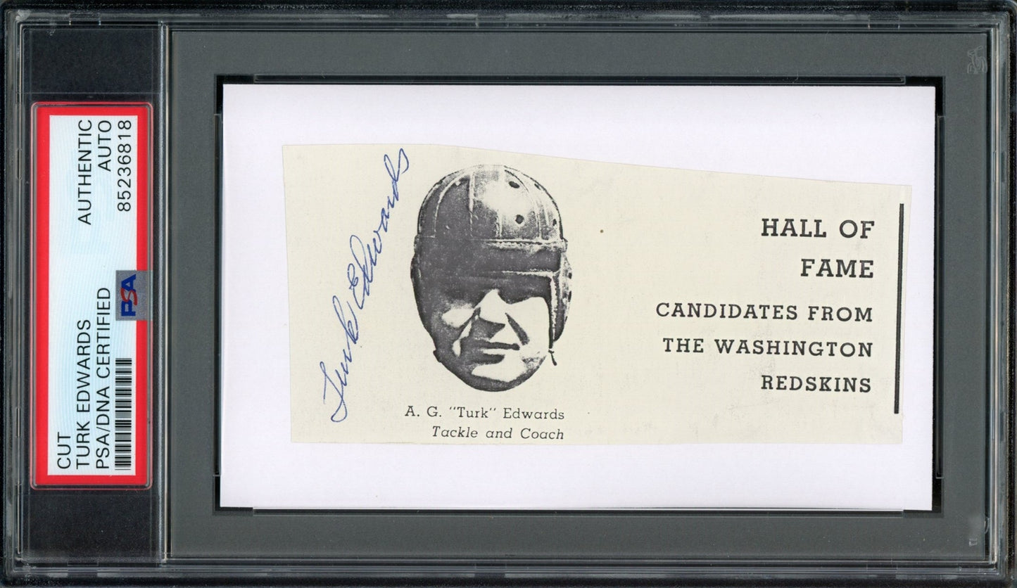 Turk Edwards Hof Signed/Auto Cut Photo On 3X5
