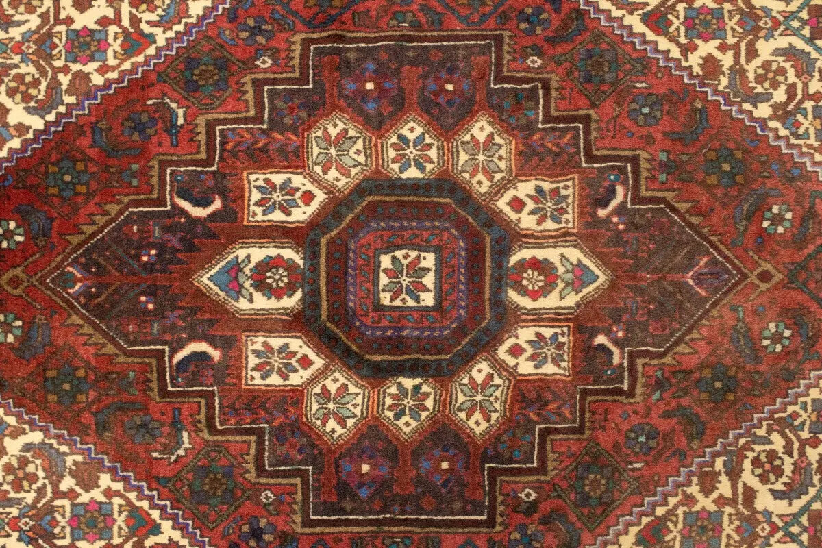 Vintage Handmade Oriental Rug Floral Geometric