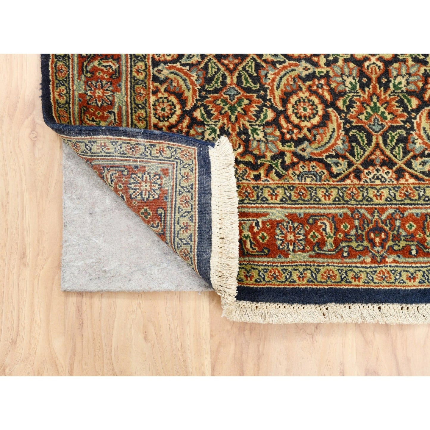 3'1"X5'2" Black Herati Hand Knotted 250 Kpsi New Zealand Wool Rug