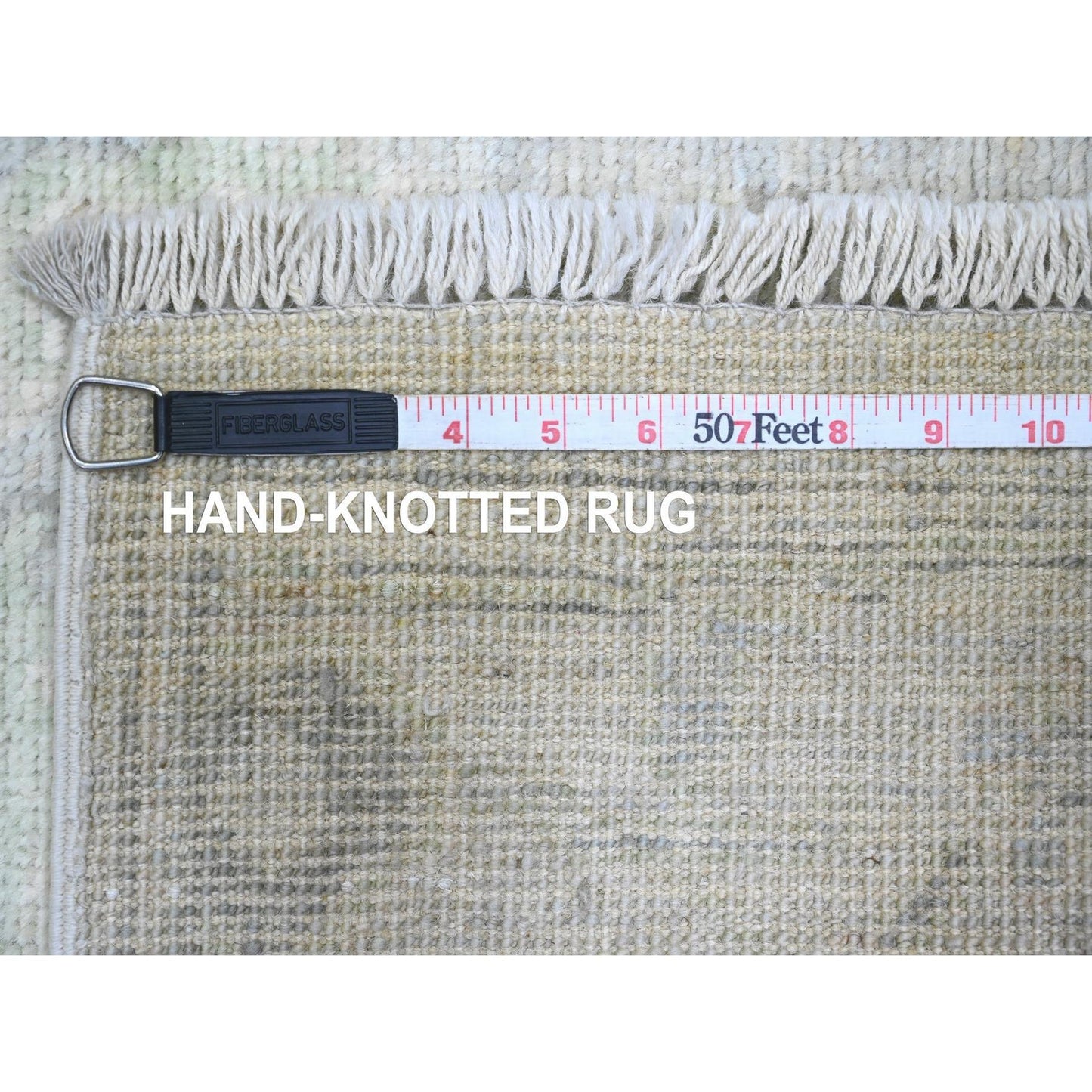 2'9"X9'7" Gray Angora Oushak Leaf Design Hand Knotted All Wool Runner Rug