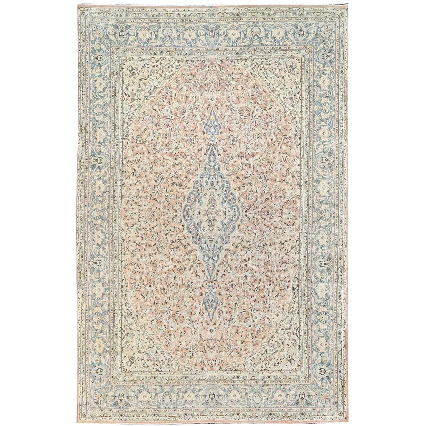 11'1"X17'2" Peach Zoroastrian Hand Knotted 100% Wool Oversized Rug
