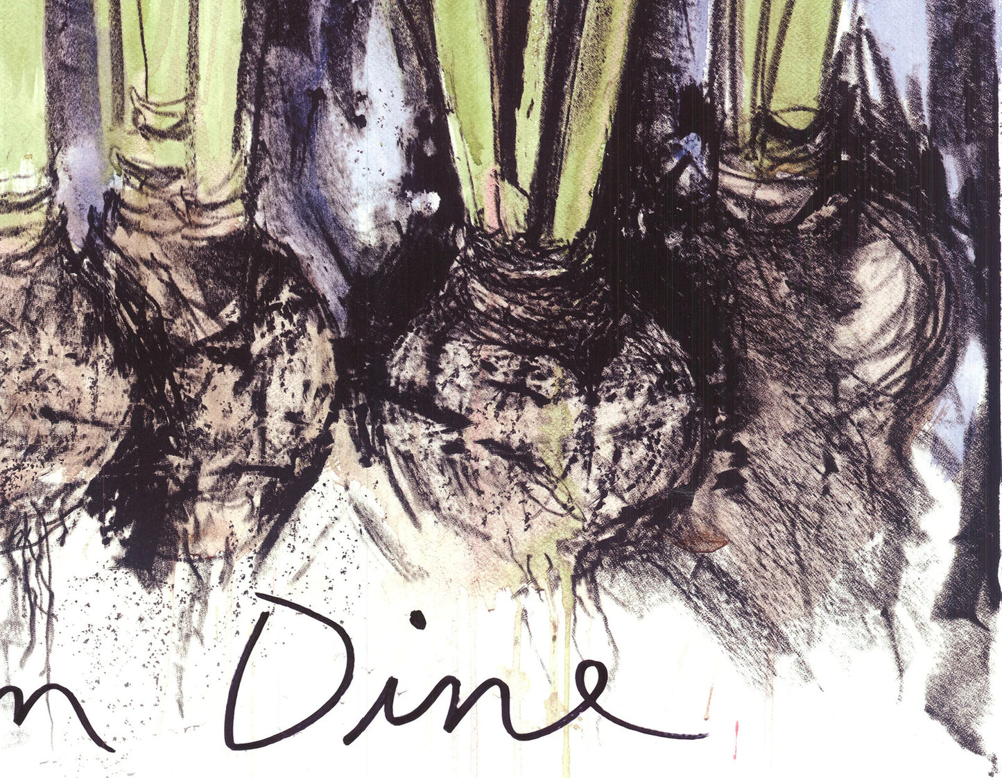 Jim Dine Anemones " Offset Lithograph Pop Art Green, Pink, Blue Jim