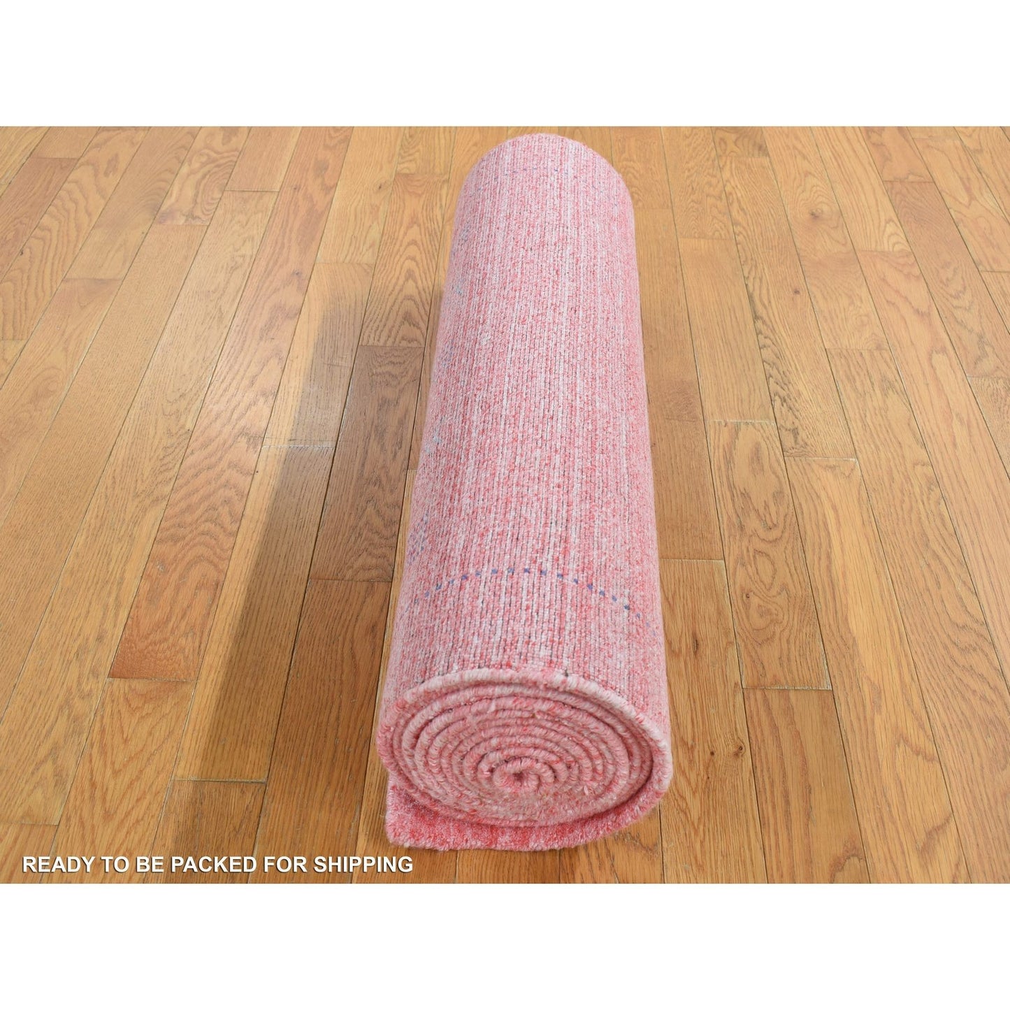 2'8"X13'6" Pink Wool And Silk Loomed Knotted Gabbeh Runner Oriental Rug