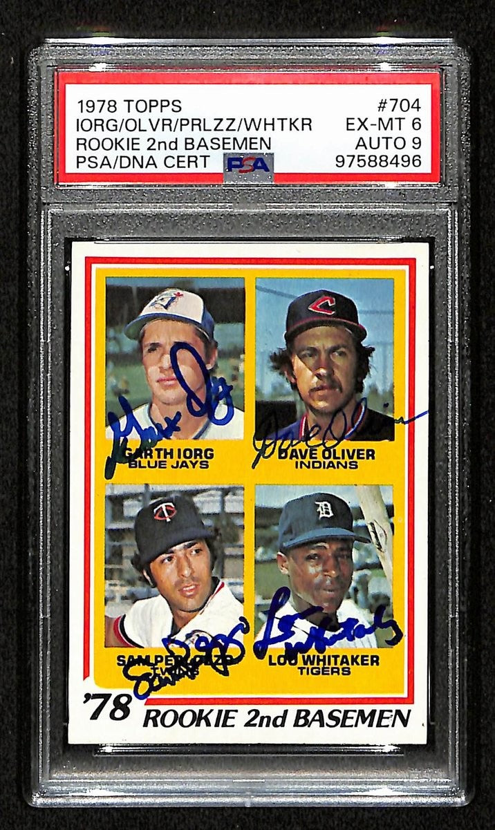 Lou Whitaker Signed On Card 1978 Topps Rookies Card #704 Psa/Dna Auto 9 198816