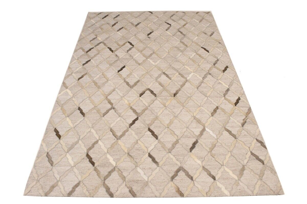 5X8 ft Handcrafted Silver Cowhide Rug