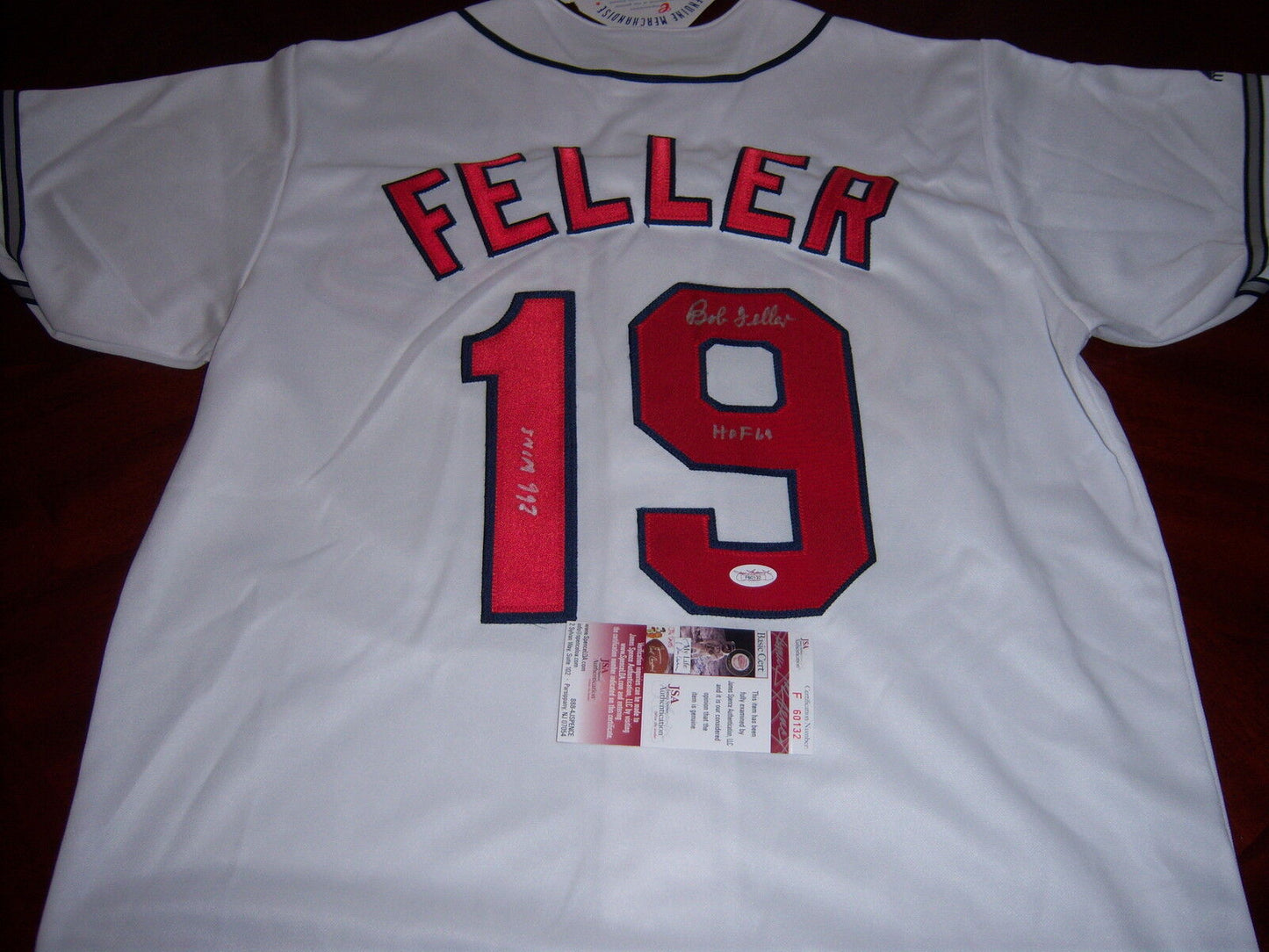 Bob Feller Cleveland Indians,Hof,266 Wns Jsa/Coa