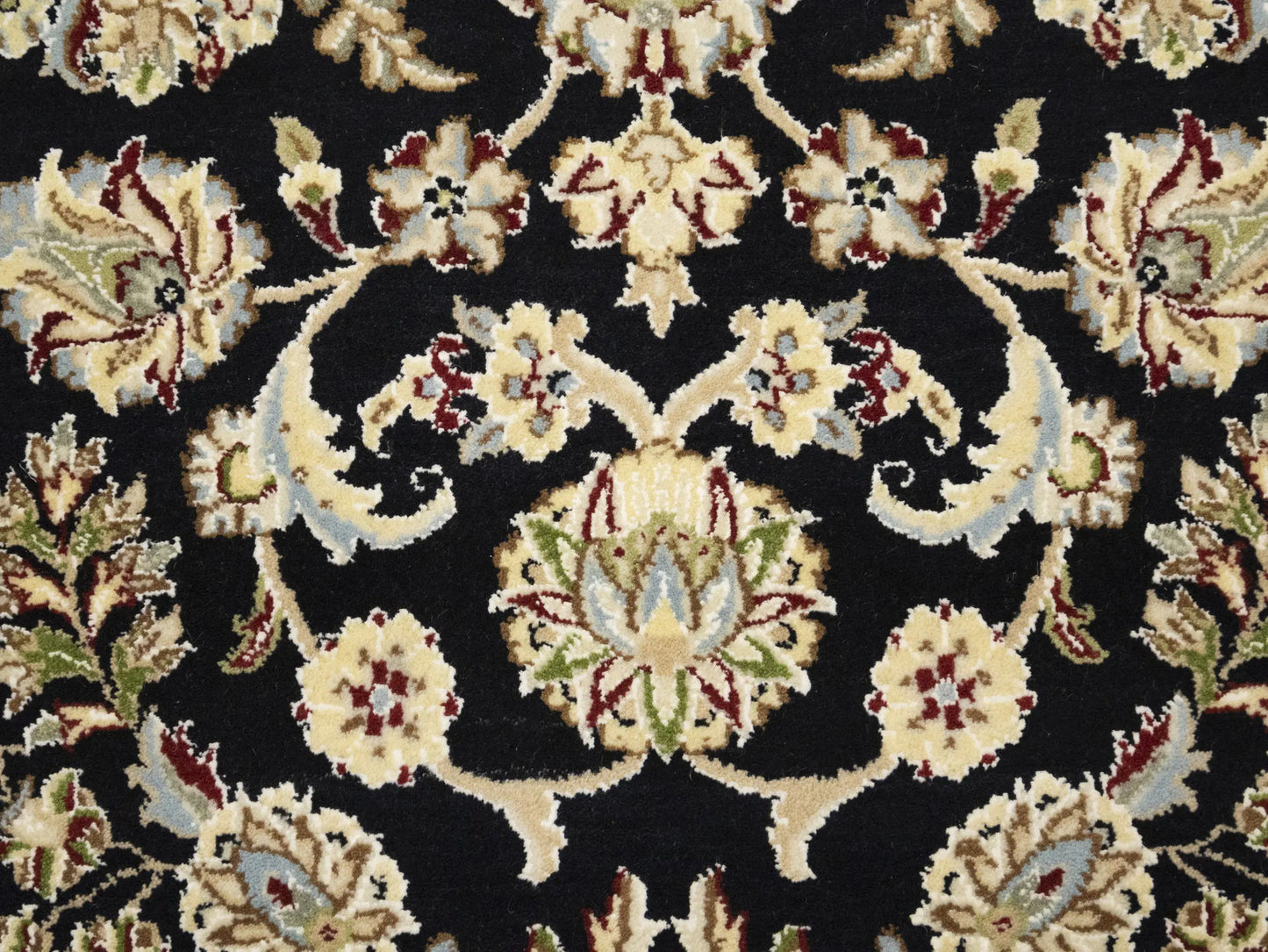 Indo-Nain Oriental Rug 6X9 Ft Black Floral