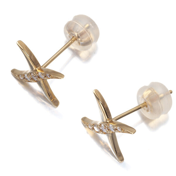 Vendome Earrings Diamond Wave Cross 18K 750