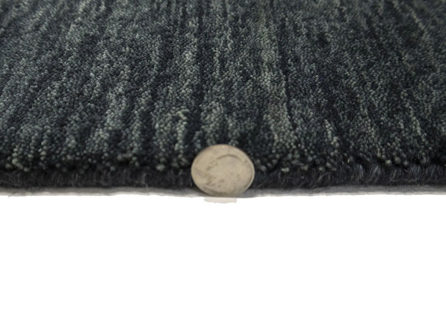 Solid Charcoal Hand-Loomed 9X12 Gabbeh Wool Rug