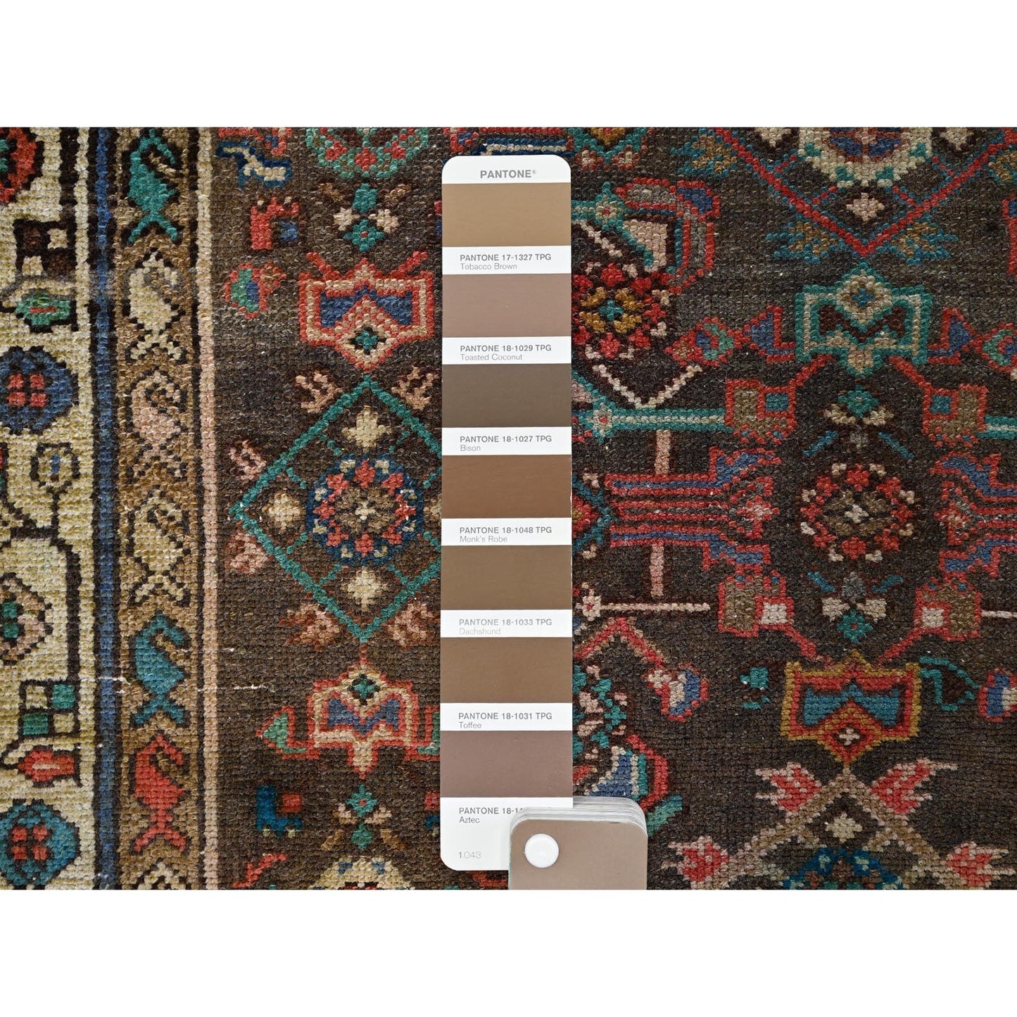 3'5"X10'4" Brown Semi Antique Hand Knotted Hamadan Wide Long Runner Rug