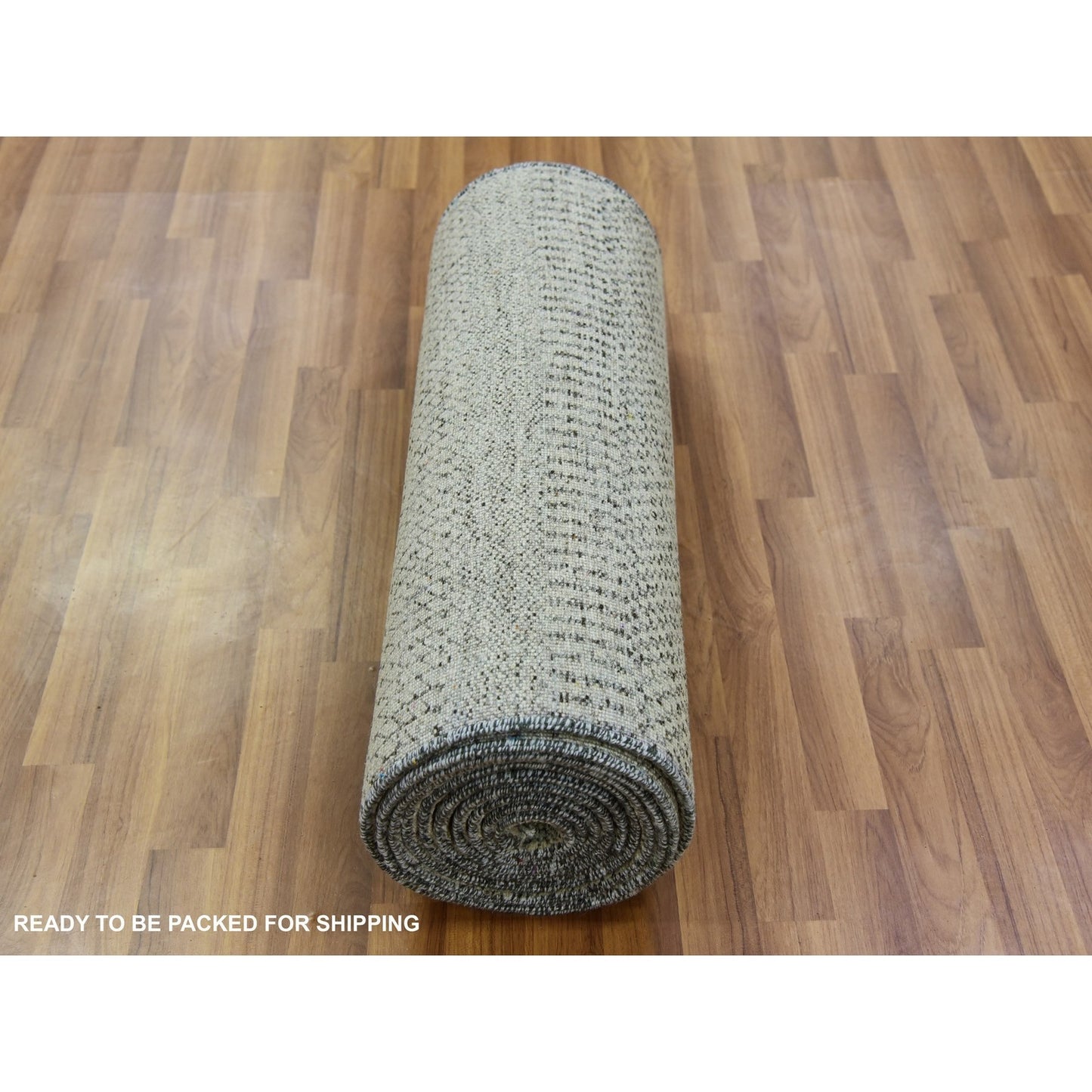 2'6"X16' Pastel Gray Hand Knotted Grass Design Wool Undyed Xl Runner Rug