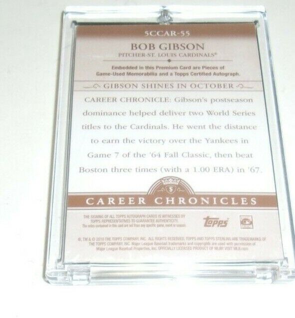 Bob Gibson 1O Topps Sterling Game 5X Jersey Auto