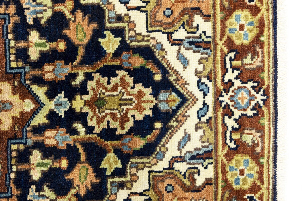 Handmade Heriz Serapi Runner Rug Geometric