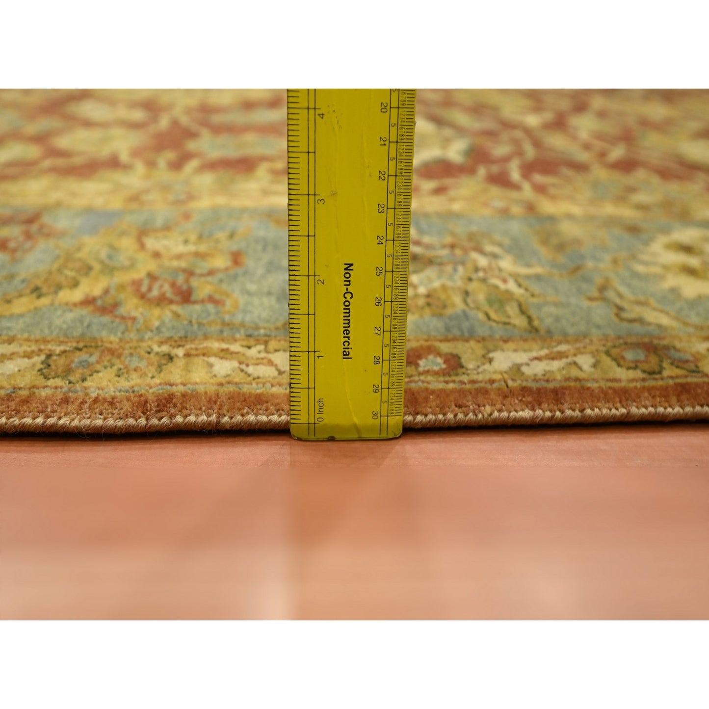 4'8"X6'4" Red Lamani Flower Motifs 100% Wool 300 Kpsi Hand Knotted Rug
