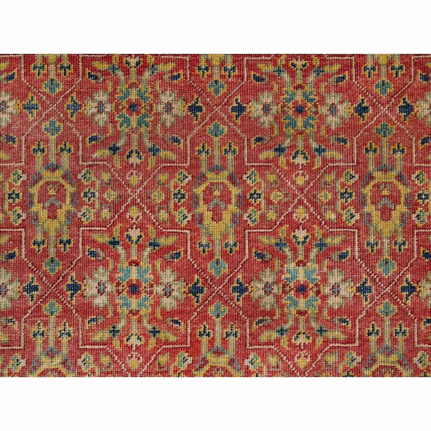 9'X11'10" Red 100% Wool Hand Knotted Antiqued Oushak Design Oriental Rug