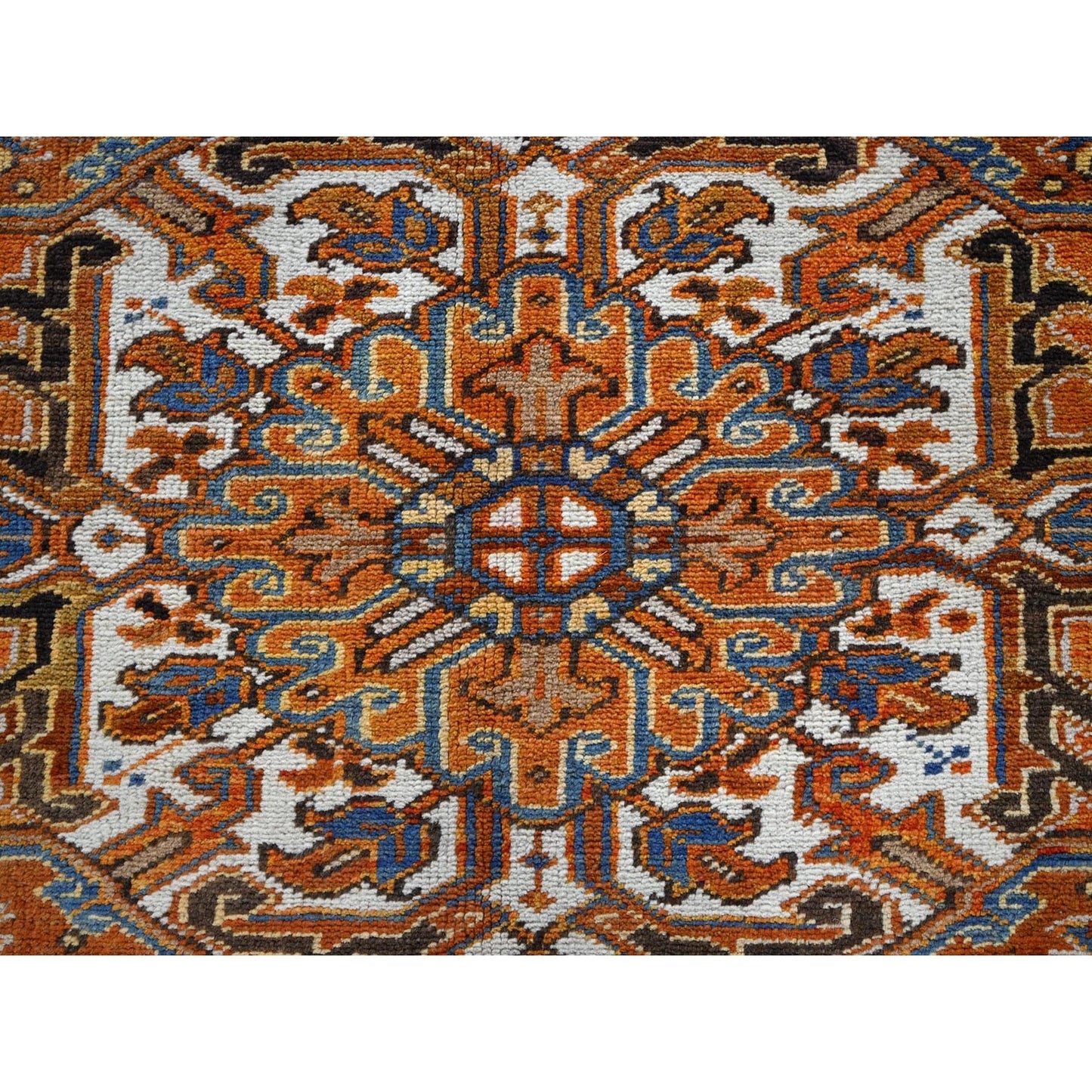 6'10"X10'8" Orange Vintage Zoroastrian Heris 100% Wool Hand Knotted Rug