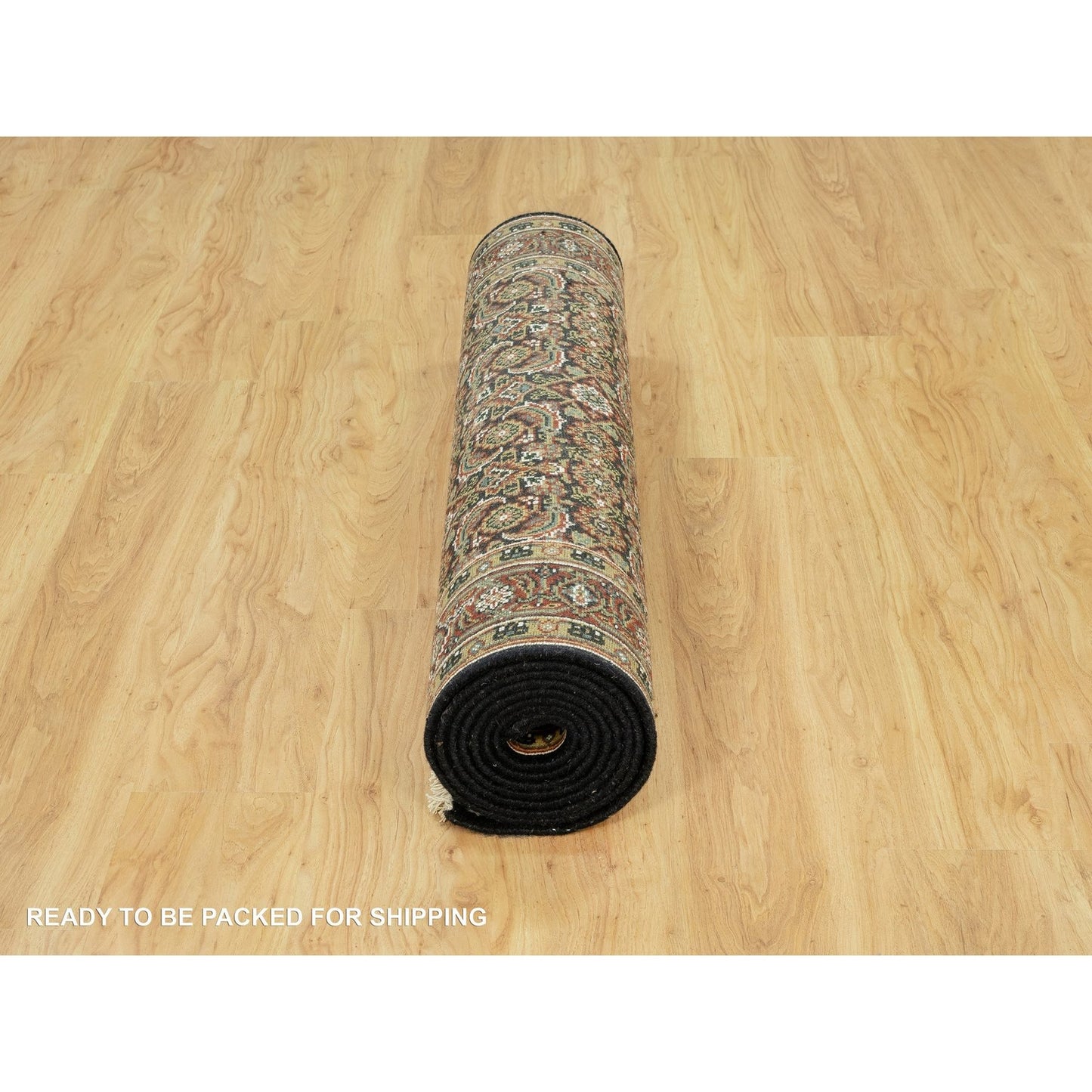 4'X11'9" Hague Blue Fish Herati Design Hand Knotted Wide Runner Rug