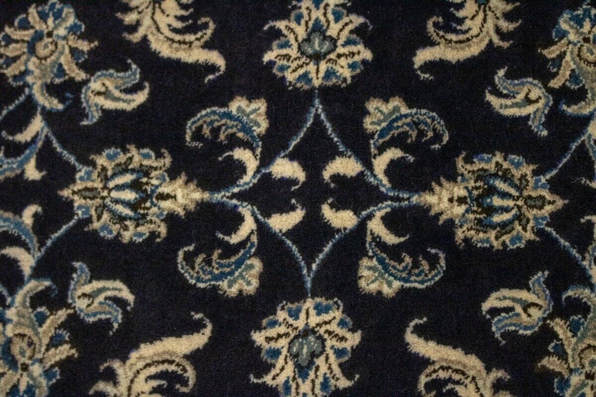 Vintage Oriental Runner Rug Allover Floral Navy