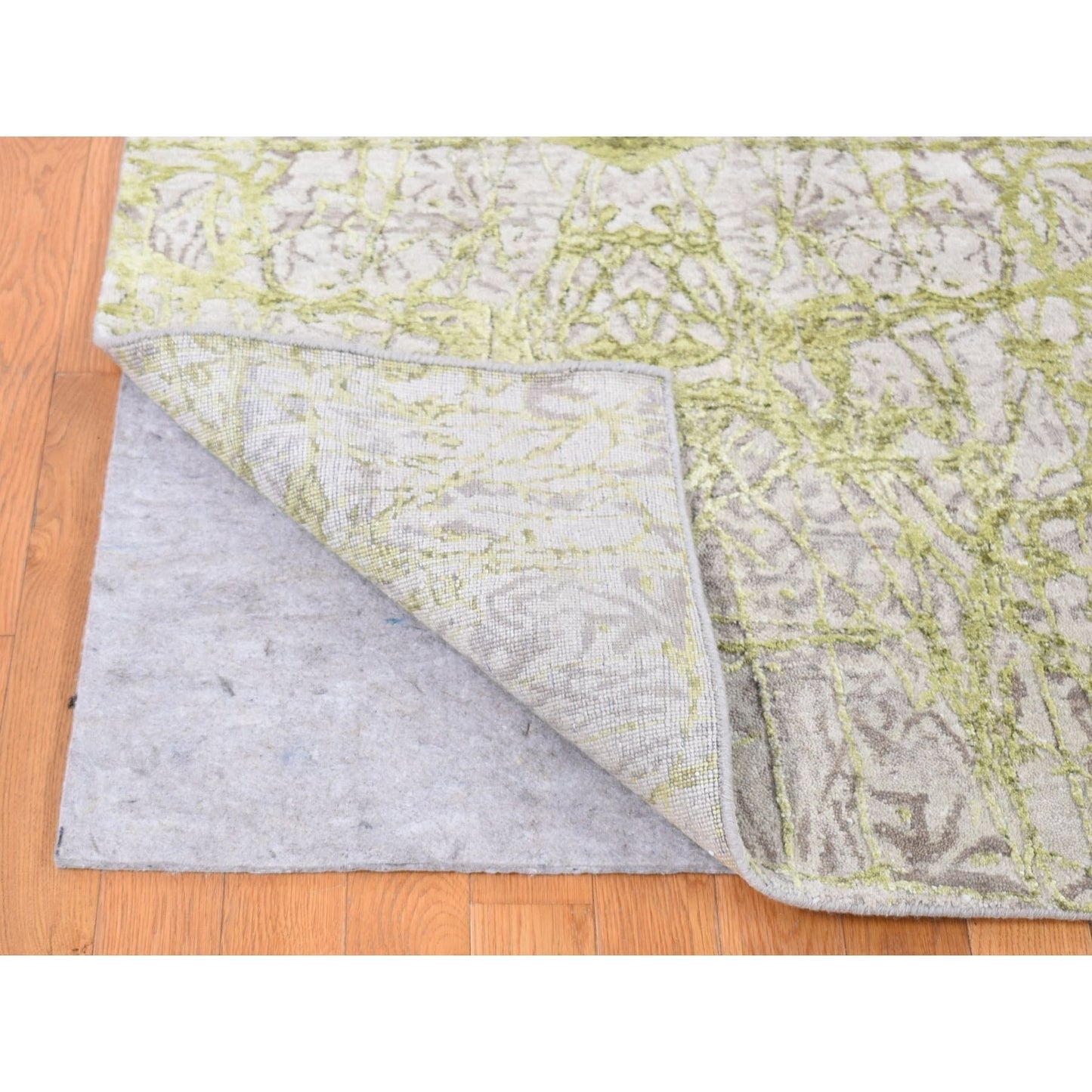 9'X11'9" Gray Hand Knotted Wool And Silk Transitional/Modern Design Rug