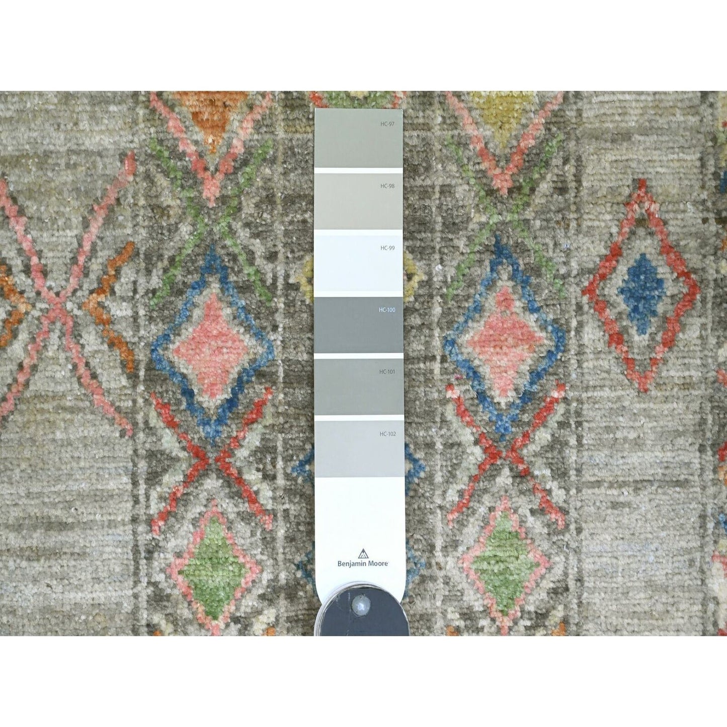 9'X11'8" Gray Moroccan Berber Influence Pattern All Wool Hand Knotted Rug
