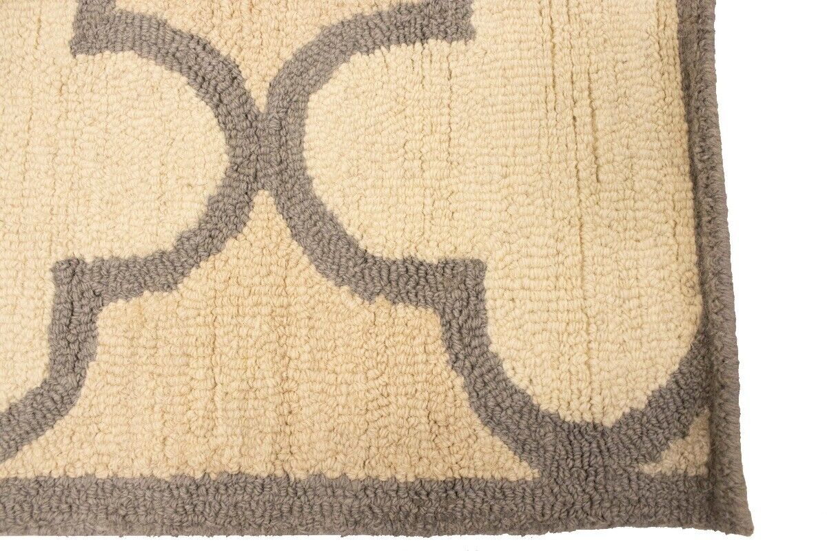Cream Beige Trellis Style Rug Hand-Tufted Modern